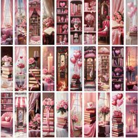 30PCS Pink Romantic Rose Bookmark for Women Reader Present Book Lovers Page Markers Cards for Bookish Reading Valentines Gift
