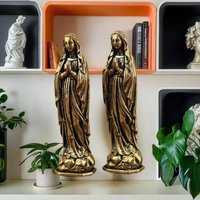 1PC Brass Maria Virgin Mary Figurine Pendant Pure Copper Vintage Statue Home Office Decor