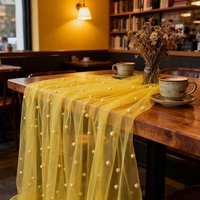 Pink Pearl Table Runners Pink Tulle Chiffon Tablecloth for Wedding Bridal Shower Holiday Birthday Party Home Dessert Table Decor