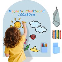 Magnetyczna tablica dla dzieci, samoprzylepna tablica ścienna w pastelowych kolorach z kredami, tablica magnetyczna Montessori dla dziewczynek i chłopców