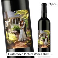 9pcs Custom Christmas Wine Labels, Waterproof Stickers, Personalized Party Decorations, Holiday Wine Bottle Labels