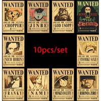 10pcs Anime One Piece Luffy 3 Billion Zoro Bounty WantedPosters Four Emperors Kid Action Figures Vintage WallDecoration Poster