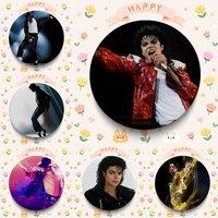 Michael Jackson Cartoon Brooches Anime Badge Round Handmade Brooch Lapel Pins Jewelry For Backpack Clothes Gifts S