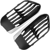 2Pcs Front Lower Bumper Grille Compatible with For BMW F48 X1 2016 2019 OEM 51117453989 51117453990 Black Plastic