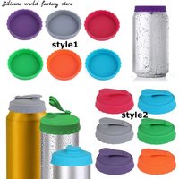 2 Styles Reusable Silicone Soda Can Lid Sealing Cover Protective Stopper for Beer Drinks Juice Beverage Coke Can Lids