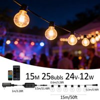 Smart G40 Globe String Lights Works Dimmable LED Bulbs IP65 Waterproof for Outdoor Patio Party Decoration String Lights