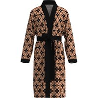 Men's classic old-fashioned printed kimono bathrobe elegant four-leaf clover pattern long-sleeved home clothes, casual nightgown