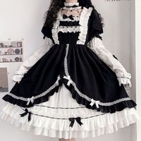 Lolita Kawaill Princess Style Dress Bow Lace Casual Long Sleeve Slim Japnese Y2K Female Subculture Elegant Party Cute Dress