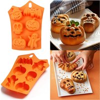 Silicone Baking Mould Nonstick Muffin Mold with Halloween Pumpkin Molds, Evil, Skull, Ghost, Perfect to Make Chocolate