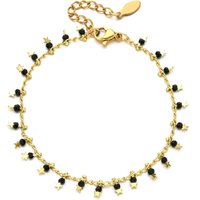 ZMZY Black Gold Color Glass Beads Bracelets for Women Girls Vacation Beach Charms Tassel Adjustable Bohemian Jewelry