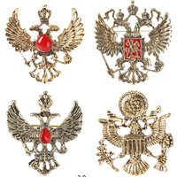 Alloy Double Headed Eagle Brooches for Women Unisex Russian Coat of Arms Pins Banquet Party Backpack Gifts Jewelry Accessories