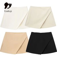 Koekop-Jupe-short asymétrique pour femme, tenue décontractée, taille haute, couleur blanche et noire, été 2024