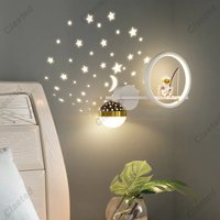 Lampa ścienna LED dla dzieci z projekcją astronauty i gwiazd, kreatywna, do salonu, sypialni, przedpokoju, oprawa oświetleniowa.