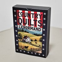 9*6cm Country Quilts Lenormand Deck, 36-Card Folk Art Divination Deck with Rustic Quilt Patternon Double-embossed Cardstock