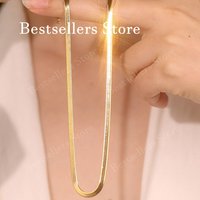 925 Sterling Silver, 18K Gold, 18-24 Inches, 4mm Blade Chain Necklace, Fashionable, Charming, Elegant, Gift Jewelry