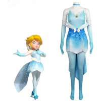 Princess Peach Toadstool Dress Fashion Cosplay Costume for Birthday Party Carnival Costumes Outfit with Gloves Belt Accessories