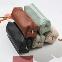 1pc Large Capacity Pen Bag PU Leather Pen Case Stationery Holder Storage Box Zipper Pencil Pouch Student School Supplies