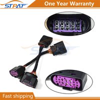 STPAT Xenon Headlight 10 to 14 Pin Wiring Harness Connector Plug Adapter 1J0973737 1J0973835 fit for VW Golf MK6 Car accessories