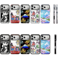 Japanese Culture Pattern 2.0 Acrylic Black White Border Phone Cover for IPhone 14 15 16 17 Pro Max Case for IPhone 17Pro