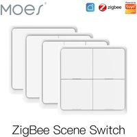 Moes ZigBee Wireless Scene Switch 12 control modes Handheld Push Button 2MQTT Setup Home Automation Scenario Tuya Smart Devices