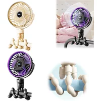 Mini Octopus Fan with Flexible Tripod Portable Handheld Rechargebale Baby Car Seat Adjustable Degree for Office Room Car