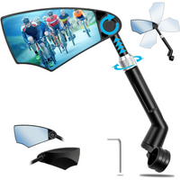 Anti-Glare Handlebar Bike Mirror - Bike Rear View Mirror With Retractable & 360 ° Adjustable Lens, Foldable Bicycle Mirror For 2