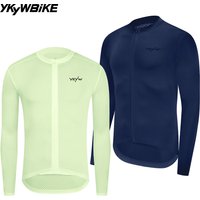 YKYW 50% off Mens Long Sleeve Cycling Jersey Darkblue Bicycle Shirt Pro Team Riding Clothing Mtb Breathable Road Bike Tops ltgn