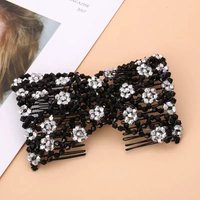 Newlywed Hairpin With Pearl-Like Braided Beaded Style Elastic Hair Comb Accessory For Head Decoration