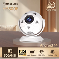 Projecteur Magcubic HY300F Android 14 8K, 300 Ansi MINI Projecteur LED Wifi6 BT5.4, design créatif football, cinéma maison