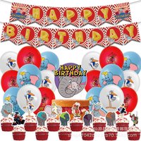 Dsn Little Elephant Birthday Party Decoration Dumbo Baby Shower Tableware Paper Plates Cups Cake Topper Happy Birthday Gifts