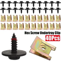 40x Chassis Engine Guard Metal Nut Screw Washers U-Shape U-Nuts Clip Car Fender Bumper Cross Head Screws For BMW E46 E92 E90 F10