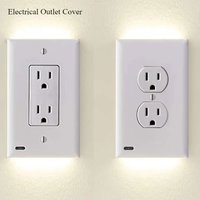 Duplex Electrical Outlet Cover Plugboard Plug-In Receptacle Wall Plate With LED Night Lights Up and Down- Auto Sensor