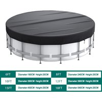Black Pool Cover 210D Oxford Cloth Outdoor Pool Use Winter Pool Protection Heavy-Duty Material For Round Trampolines