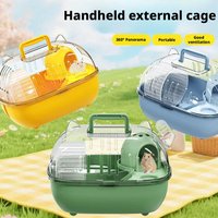 Portable Transparent Hamster Cage with Water Bottle - A Breathable Travel Carrier Suitable for Small Pets, Made of PP Material