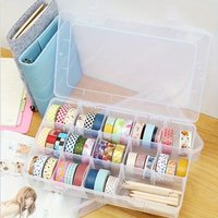 15-grid Plastic Storage Box/Polypropylene Desktop Storage Box, Suitable for Paper Tape, Handmade Materials and Office Stationery