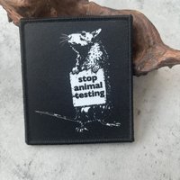 Punk Stop Animal Testing Tactical Patch Rat Animal Rights Print Hook&Loop Emblem Military Morale Badge Armband Backpack Stickers
