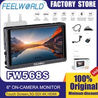 Feelworld FW568S 6" On-camera Professional Broadcast Field Monitor 4K HDMI 3G-SDI Custom 3D LUT External Install Power Design