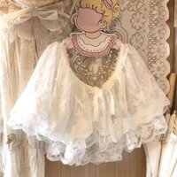 Lolita Sweet Lace Shawl Women Versatile Drawstring Doll Collar Sweet Fake Forest Japanese Retro Fashion Embroidery Tops New