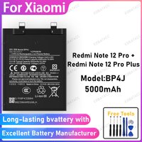 100% New 5000mAh BP4J Battery For Xiaomi Redmi Note 12 Pro Plus Battery Replacement Bateria+Free Tools