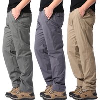 Men's Summer Casual Pants Cotton Thin Style Overalls Elastic Waist Outdoor Sports Loose Work Pants Trend Solid Color Pants