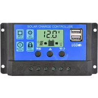 Solar Charge Controller 12V/24V PWM 10A 20A 30A with Adjustable LCD Display Timer Setting