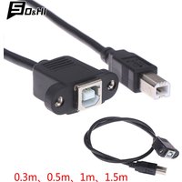 USB 2.0 Type B Male to Type B Female Printer Extension Cable With Panel Mount Screw Hole 30cm Male to Female M/F Extension Cable