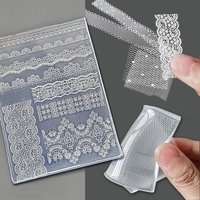 1pcs Embossed Lace Pattern Silicone Nail Mold 3D Relief Lacework Fishing Net Nail Stamping Ultra-Thin Lace Manicure Template Too