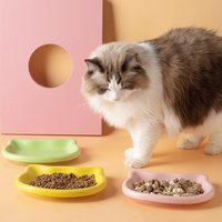 1 Pc Pet Cat Bowl Canned Snacks Freeze-dried Meals Plastic Food Bowl With Cute Cat Ears