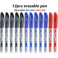 12pcs/set Black/Blue/Red Erasable Gel Pens 3 Colors Fine tip 0.5mm Smooth Writing for Office Students Stationery