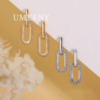 Charm 925 Sterling Silver Luxury Double Ring Zircon Earrings For Women Fashion Christmas Party Gifts Jewelry Birthday