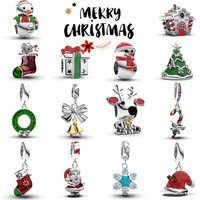 Manyilus S925 Silver Christmas Holiday Charm Set for charms Original Bracelet Festive Xmas Jewelry Pendant Collection Gift