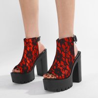 Gdgydh High Heels for Women Peep Toe Platform Shoes with Ankle Strap Red Platform Sandals Slingbacks Ladies Cosplay Shoes