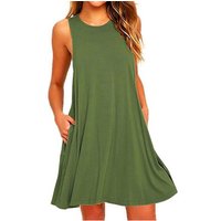 Women's Summer Casual Swing T-Shirt Dresses Beach Cover Up With Pockets Plus Size Loose T-shirt Dress