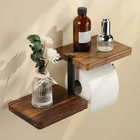 Wooden Toilet Paper Holder Hanging Tissue Roll Wall Mounted Bathroom Shelf Wallpaper Rack Dispenser Bathroom Accessories